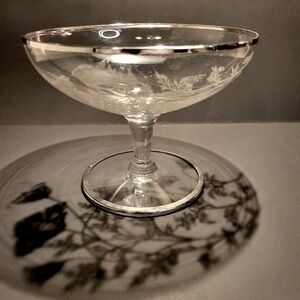 Gorgeous Vintage Candy Dish With Sterling Silver Trim & Delicate Floral Pattern